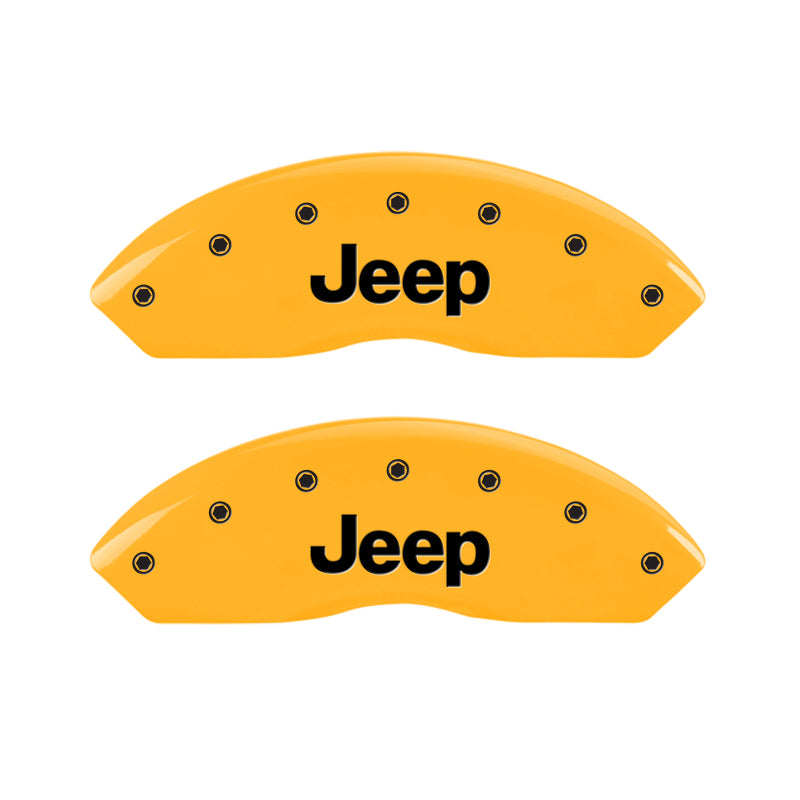 MGP 4 Caliper Covers Engraved Front Jeep Rear Grill Logo Yellow Finish Black Char 2004 Jeep Wrangler