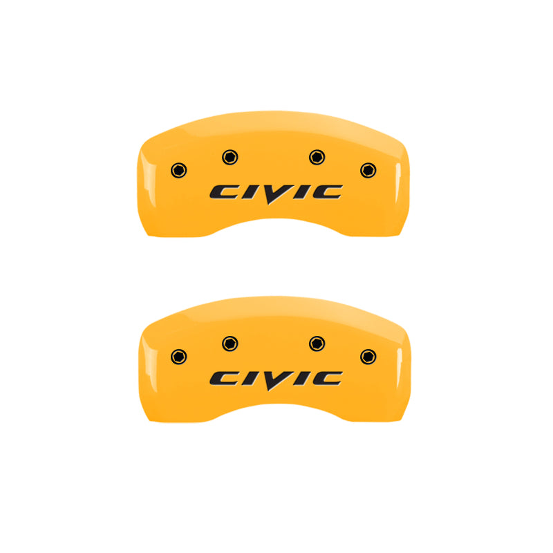MGP 4 Caliper Covers Engraved Front & Rear MGP Yellow Finish Black Char 2007 Honda Civic