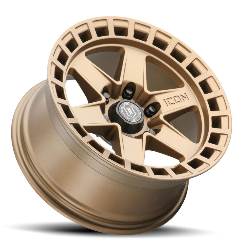 Roue ICON Raider 17x8,5 6x120 0 mm Offset 4,75 pouces BS en laiton satiné
