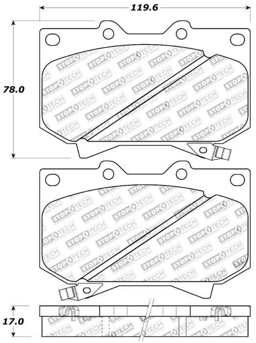 Plaquettes de frein sport StopTech avec cales et matériel - Avant