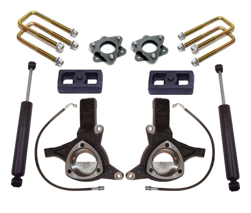 MaxTrac 07-16 GM C1500 2WD avec suspension en acier moulé. Kit de levage de broche 6 po/3 po avec amortisseurs MaxTrac