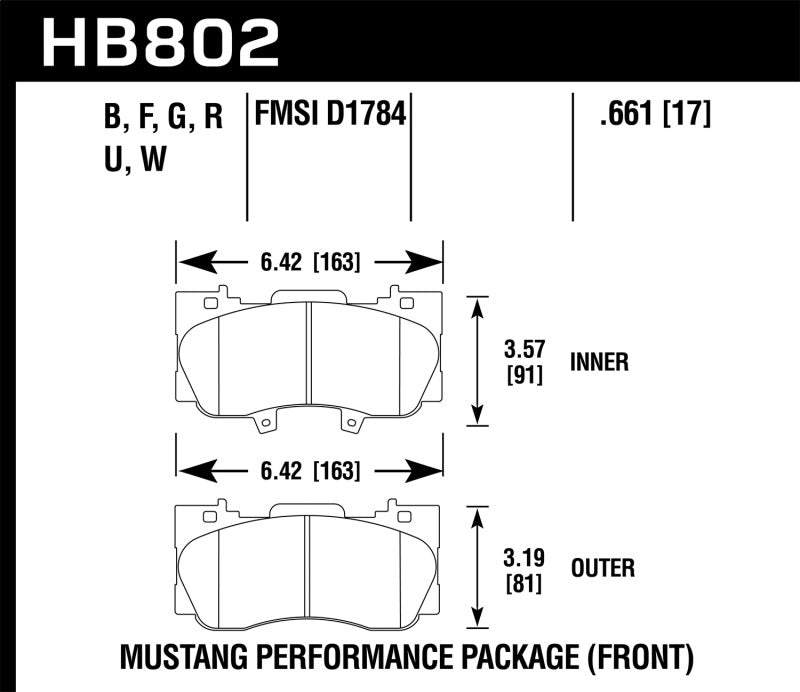 Plaquettes de frein avant Hawk 16-17 Ford Mustang HP+ Street