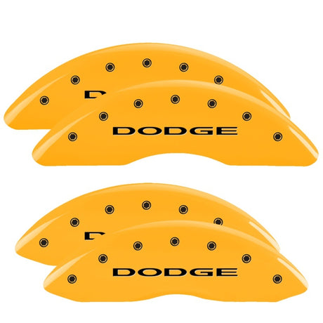 Couvre-étriers MGP 4 gravés avant et arrière sans bandes/finition jaune Dodge noir ch