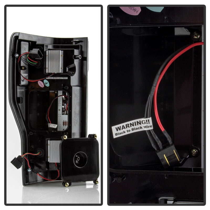 Feux arrière à LED Spyder 17-18 Ford F-250 Super Duty (sauf modèles à LED) - Noir Smk (ALT-YD-FS17-LED-BSM)