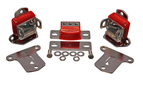 Supports de moteur et de transmission rouges Energy Suspension 67-72 Chevrolet Camaro ; finition chromée