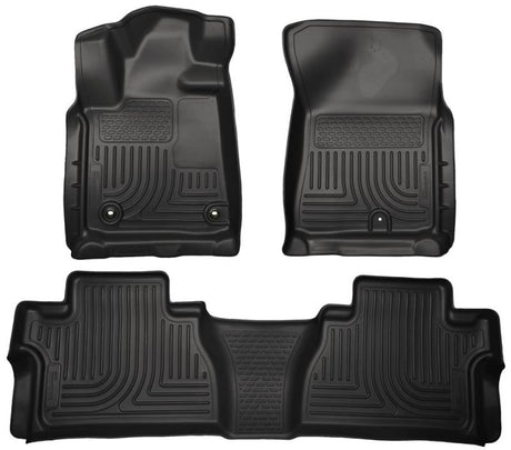 Revêtements de sol avant et 2e siège noirs Husky Liners 2014 Toyota Tundra Double Cab Pickup WeatherBeater