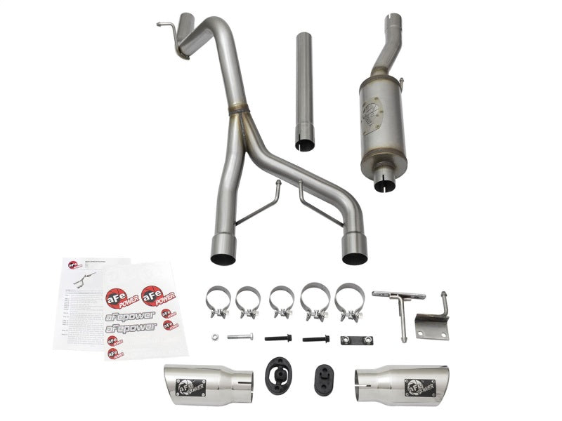 Échappement aFe Rebel Series CB 2,5 pouces à double sortie centrale SS avec embout poli 07-15 Jeep Wrangler 3,6 L/3,8 L V6