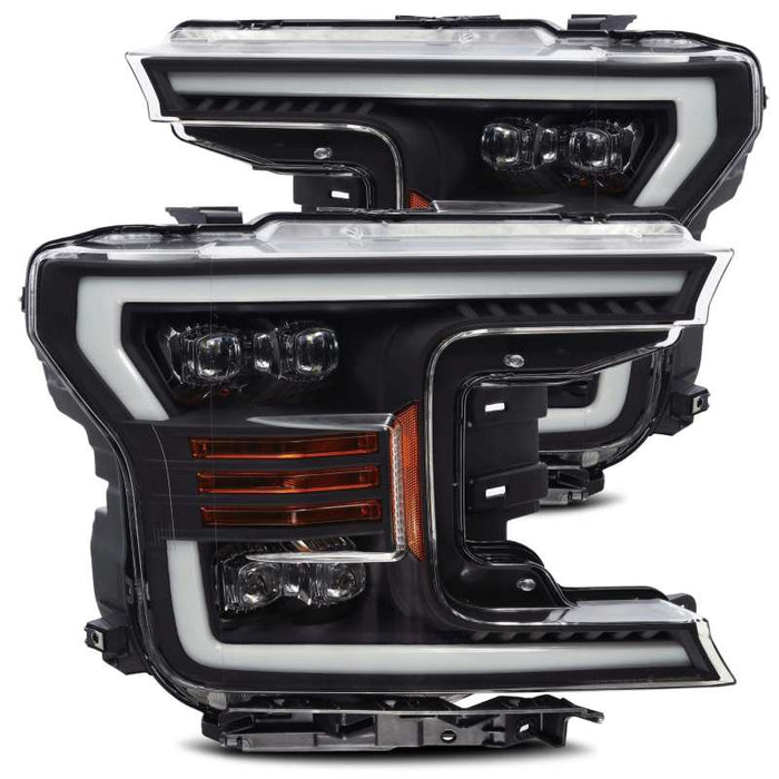 Phares à LED AlphaRex 18-19 Ford F-150 NOVA de style planche, noir mat avec lumière active/signal Seq