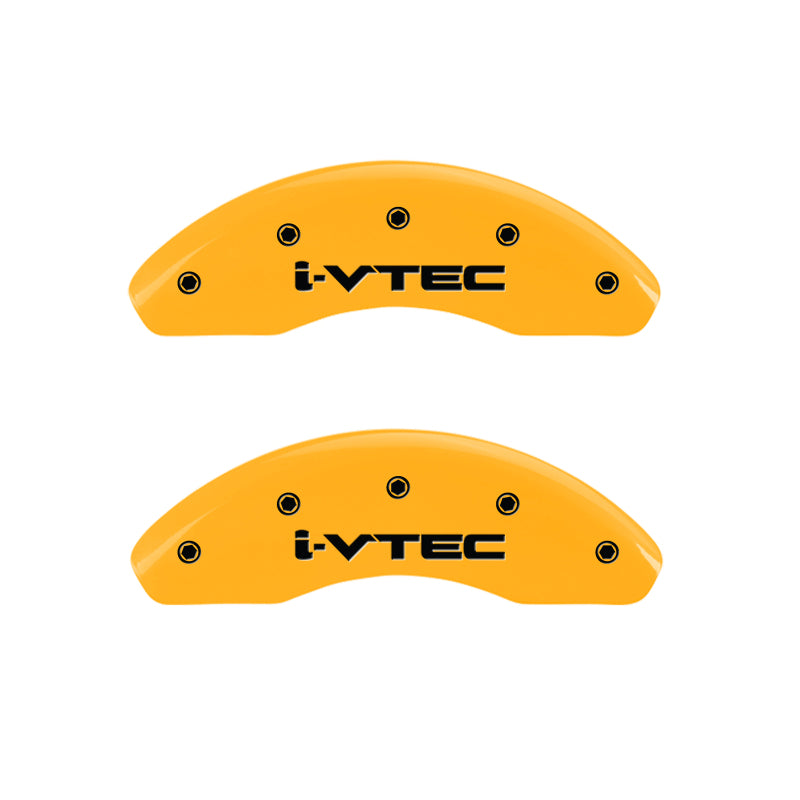 MGP Front set 2 Caliper Covers Engraved Front i-Vtec Yellow finish black ch