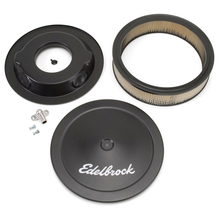 Élément en papier rond en acier pour épurateur d'air Edelbrock série Pro-Flo, 14 po de diamètre x 3 75 po de base abaissée