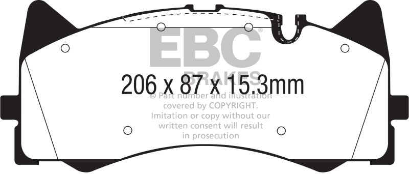 Plaquettes de frein avant EBC Yellowstuff pour Mercedes-Benz C63 AMG (W205) 4.0L Twin Turbo 2015+