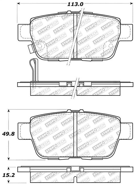 Plaquettes de frein arrière StopTech pour Honda Ridgeline Street Select 06-14