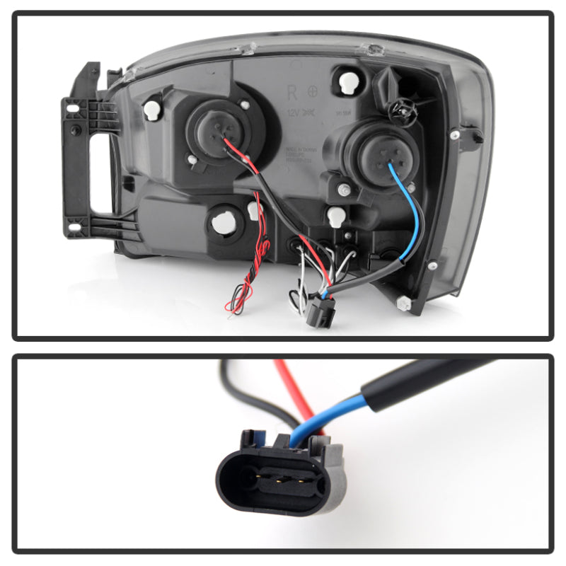 Phares de projecteur Spyder Dodge Ram 1500 06-08/Ram 2500 06-09 LED Halo LED Smke PRO-YD-DR06-HL-SM