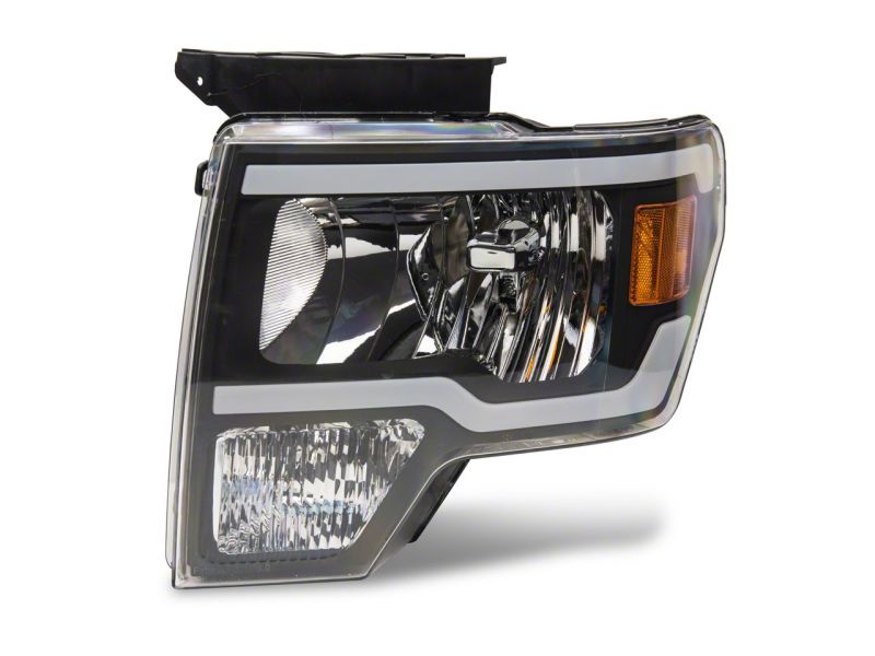 Phares Raxiom 09-14 Ford F-150 série axiale avec barre LED - boîtier noir (lentille transparente)