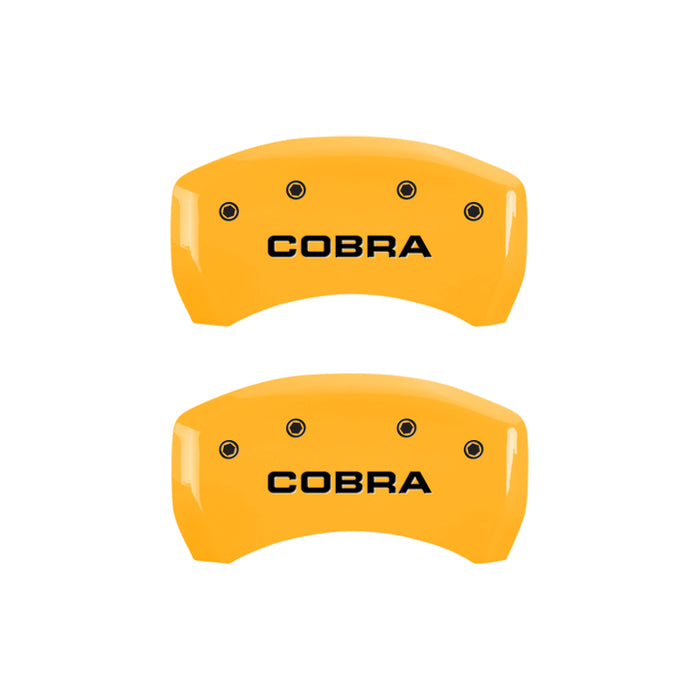 MGP 4 Caliper Covers Engraved Front & Rear Cobra Yellow Finish Black Char 2006 Ford Mustang