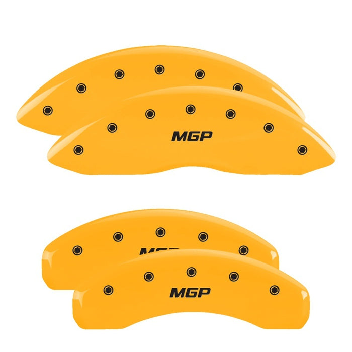 MGP 4 Caliper Covers Engraved Front & Rear Style 1/Chrysler Wing Yellow finish black ch