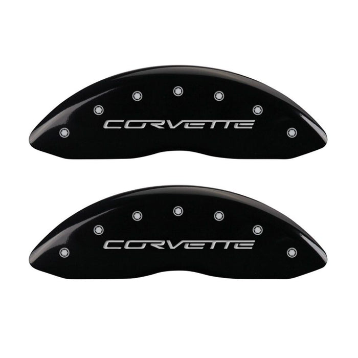 Couvre-étriers MGP 4 gravés avant et arrière C6/Corvette finition noire argent ch