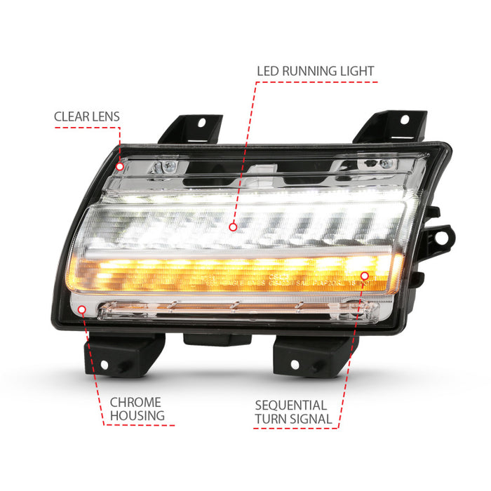 ANZO 18-19 Jeep Wrangler JL Halogène Chrome Clair avec Signal Séquentiel