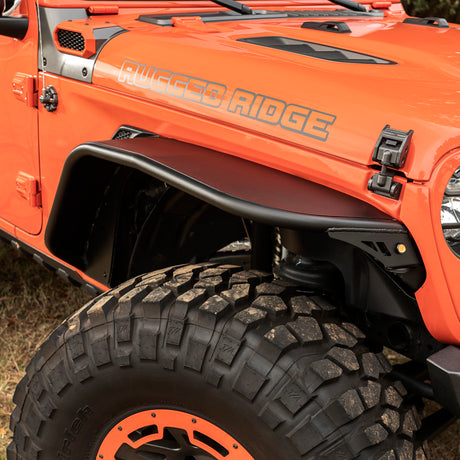 Paire de garde-boue avant en tube d'acier Rugged Ridge HD, noir, 18-19 JL
