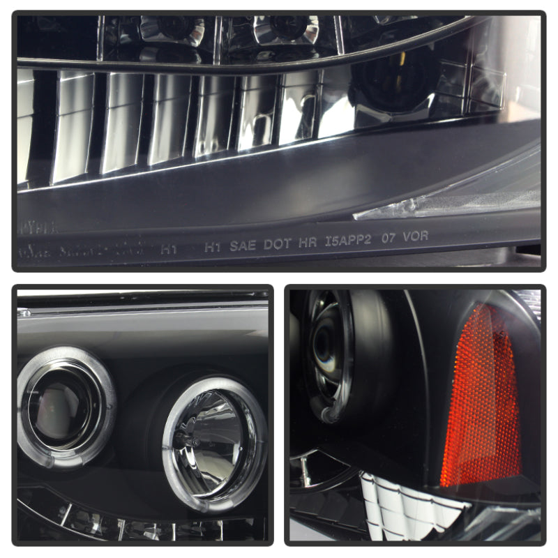 Phares de projecteur Spyder Ford F250/350 05-07 LED Halo LED Blk Smke PRO-YD-FS05-HL-BSM