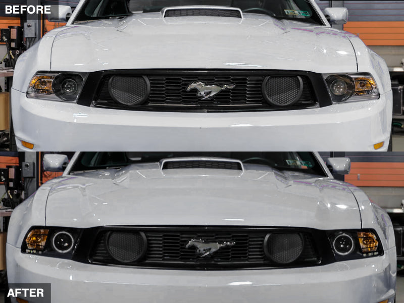 Raxiom 10-12 Ford Mustang avec phares CCFL Halo Projector Headlights - Boîtier noir (lentille transparente)