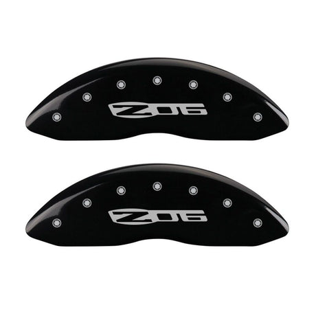 Couvre-étriers MGP 4 gravés à l'avant C6/Corvette gravés à l'arrière C6/Z06 finition noire argent ch