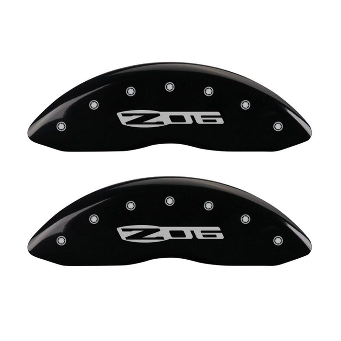 MGP 4 Caliper Covers Engraved Front C6/Corvette Engraved Rear C6/Z06 Black finish silver ch