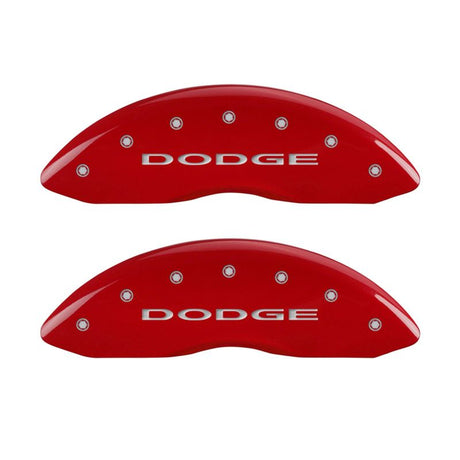 Couvre-étriers MGP 4 gravés à l'avant et à l'arrière sans bandes/finition rouge Dodge argent ch