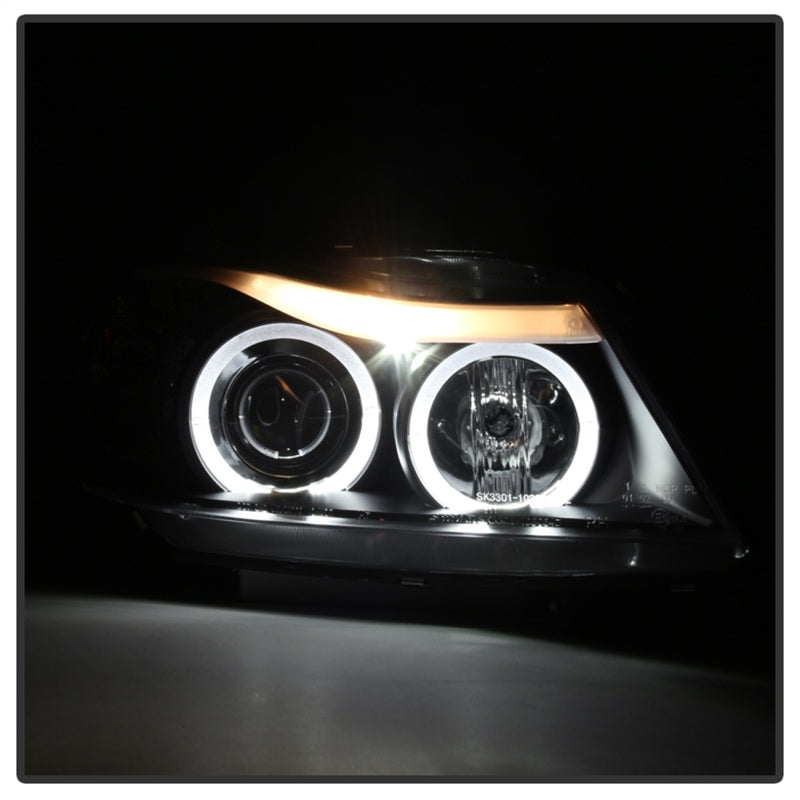 Spyder BMW E90 3-Series 06-08 Projector LED Halo Amber Reflector Rplc Bulb Blk PRO-YD-BMWE9005-AM-BK