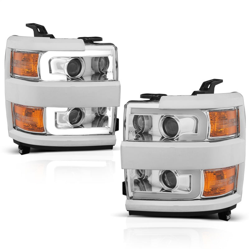 Phares de projecteur ANZO 15-17 Chevrolet Silverado 2500HD / 3500HD Chrome avec jante chromée