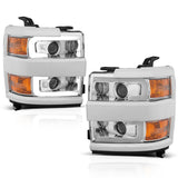 Phares de projecteur ANZO 15-17 Chevrolet Silverado 2500HD / 3500HD Chrome avec jante chromée