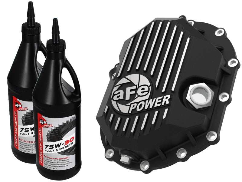 Couvercle de différentiel avant d'essieu AFE Power 11-18 GM 2500-3500 AAM 9,25 usiné noir avec 2 Qts d'huile 75w90