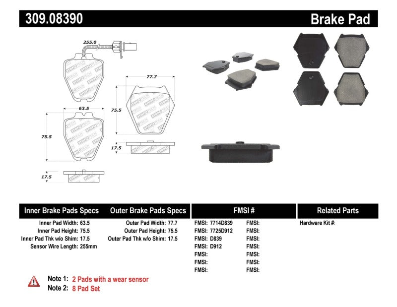 Plaquettes de frein StopTech Performance