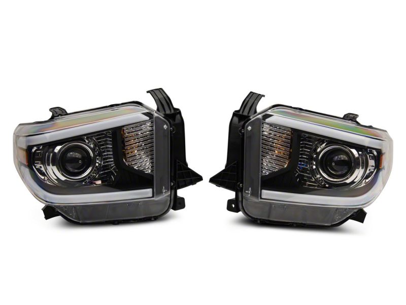 Phares de projecteur axiaux Raxiom 14-21 Toyota Tundra avec barre LED SEQL - Boîtier noir (lentille transparente)