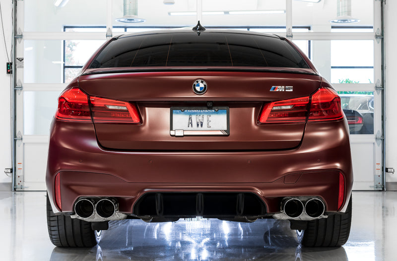 AWE Tuning 18-19 BMW M5 (F90) 4.4T AWD Cat-back Exhaust - Track Edition (embouts chromés argentés)