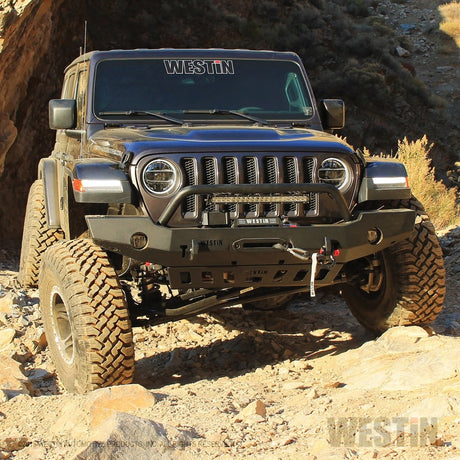 Pare-chocs avant pleine largeur Westin 18-19 Jeep Wrangler JL WJ2 avec pare-buffles noir texturé