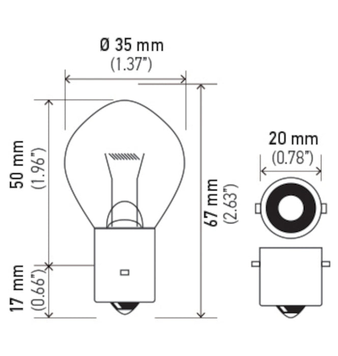 Ampoule Hella 635 12V 35W Ba20S B11 F2