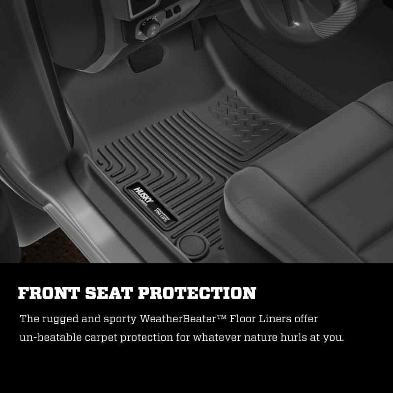 Revêtement de sol avant et deuxième siège noir Husky Liners 09-12 Dodge Ram 1500 Quad Cab WeatherBeater