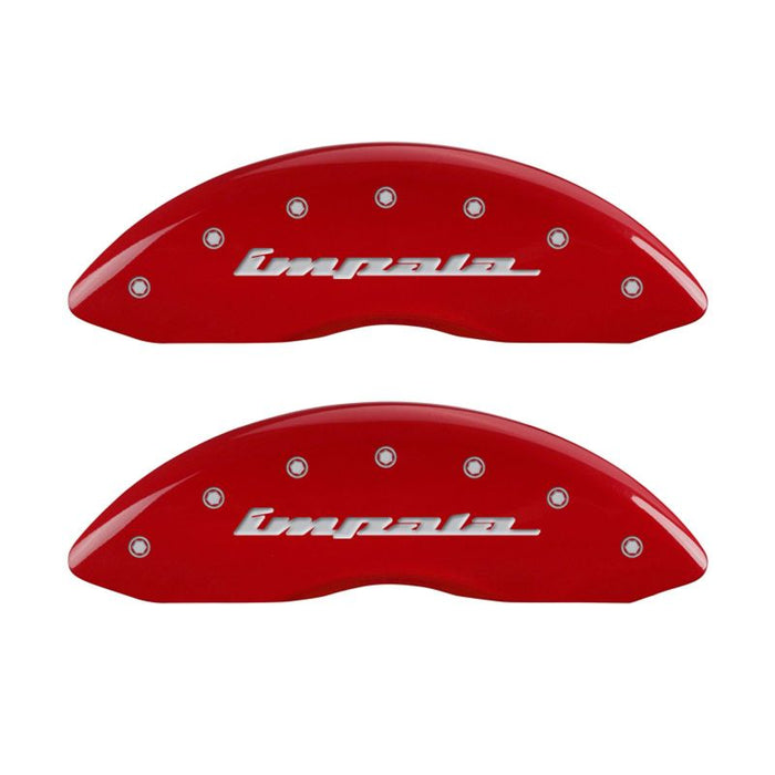 MGP 4 Caliper Covers Engraved Front & Rear Impala Red finish silver ch