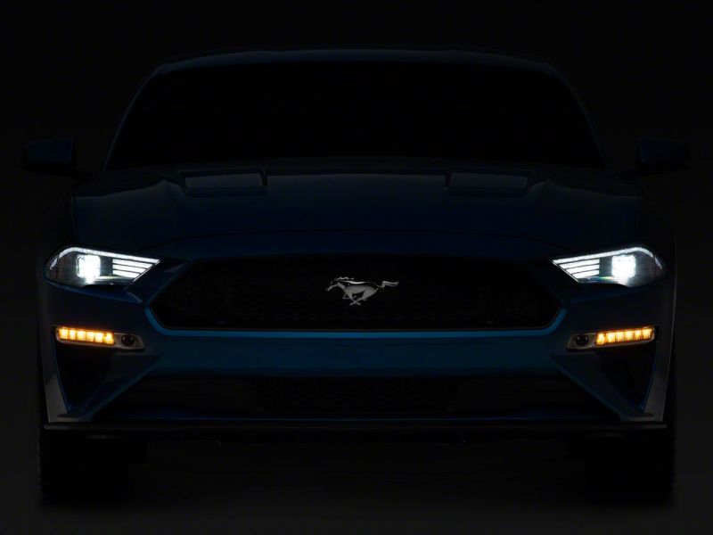 Phares de projecteur à LED Raxiom 18-23 Ford Mustang GT EcoBoost - Boîtier noir (lentille transparente)