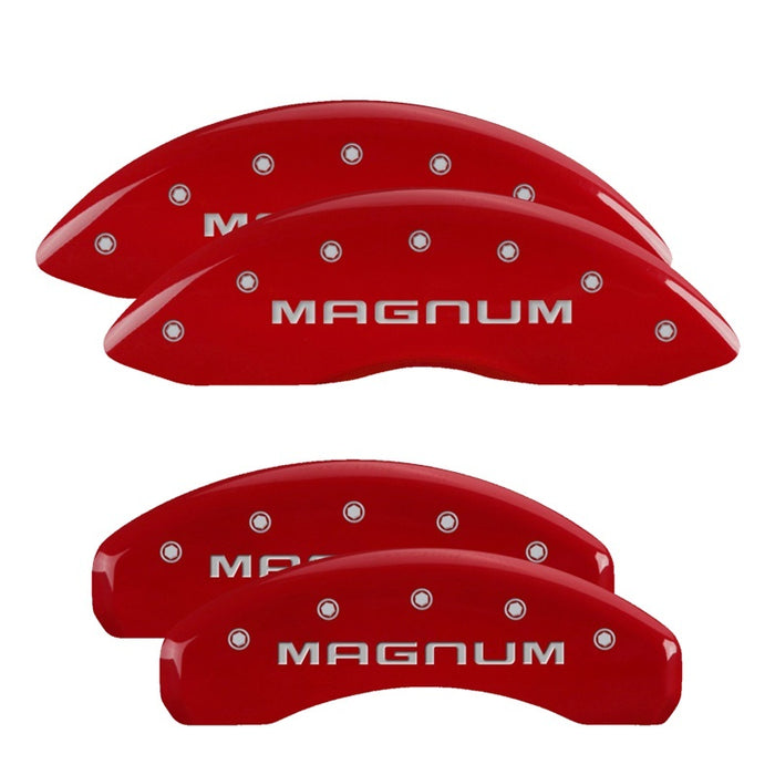 Couvre-étriers MGP 4 gravés avant et arrière finition rouge Magnum argent ch