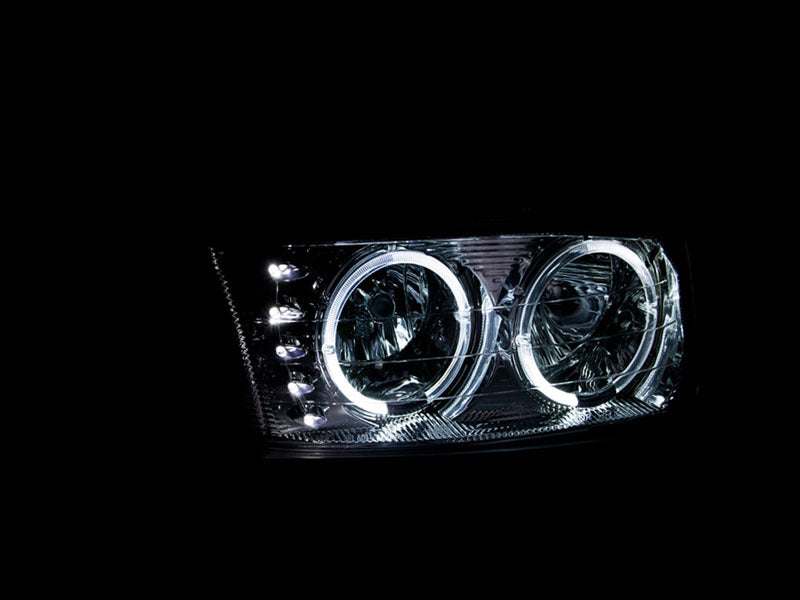 Phares en cristal ANZO 1999-2006 Gmc Sierra 1500 avec halo et LED chromés