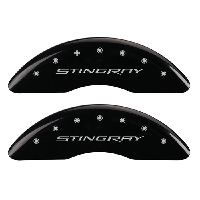 Couvre-étriers MGP 4 gravés avant et arrière Stingray finition noire argent ch