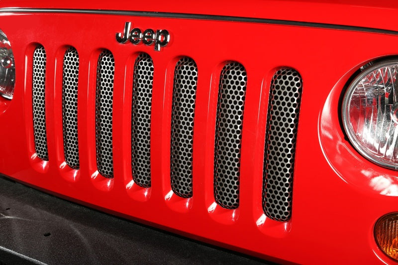 Grille de calandre robuste en acier inoxydable satiné pour Jeep Wrangler 07-18