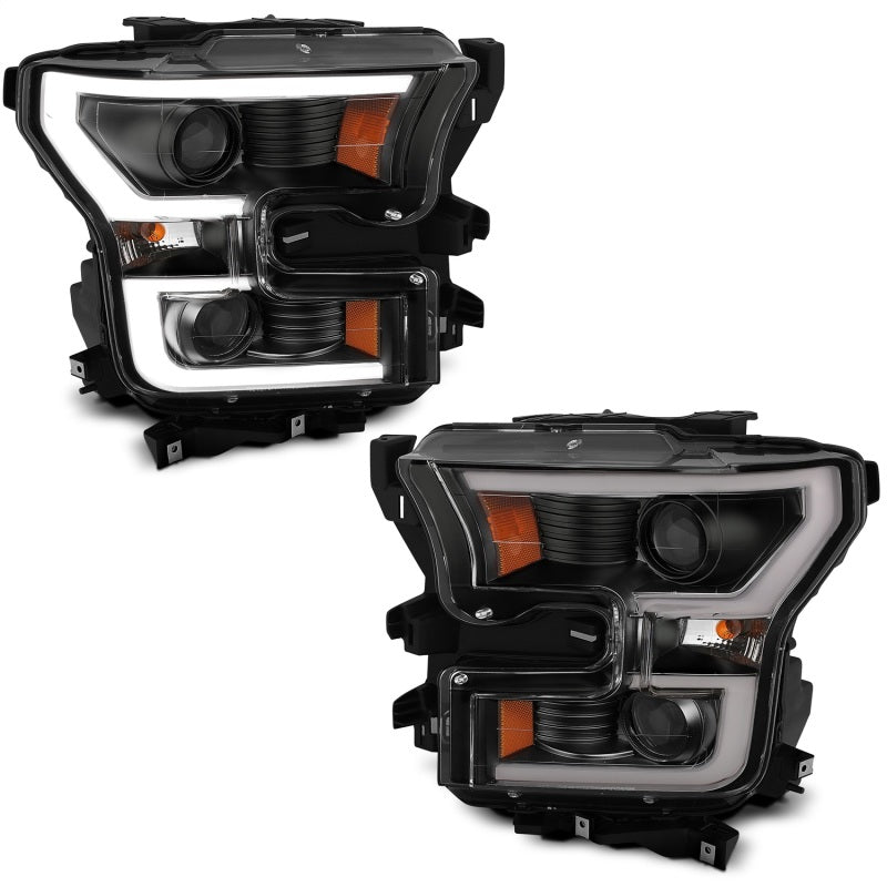 Phares de projecteur ANZO 2015-2017 Ford F-150 avec interrupteur de style planche noir avec ambre