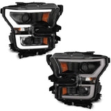 Phares de projecteur ANZO 2015-2017 Ford F-150 avec interrupteur de style planche noir avec ambre
