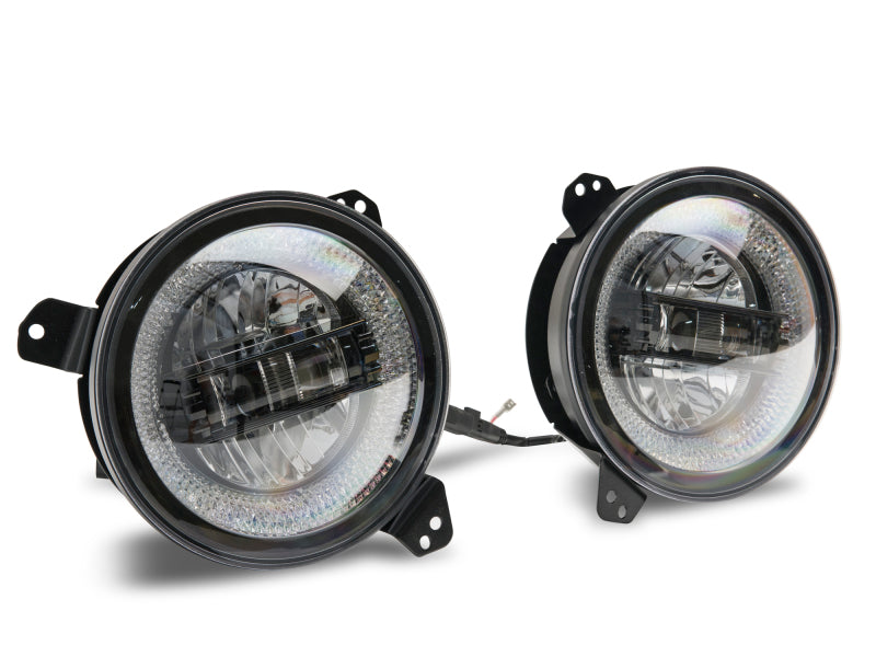 Phares à LED Raxiom 18-22 Jeep Wrangler JL/JT Axial Series - Boîtier noir (lentille transparente)