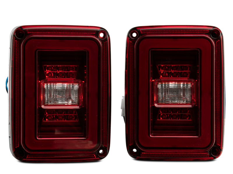 Feux arrière à LED Raxiom 07-18 Jeep Wrangler JK JL Style - Boîtier noir - Lentille rouge