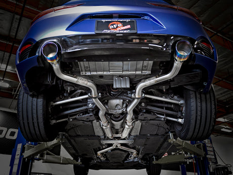 Échappement aFe POWER Takeda 2,5 pouces 304 SS CB avec embouts Blue Flame 17-19 Infiniti Q60 V6-3.0L (tt)