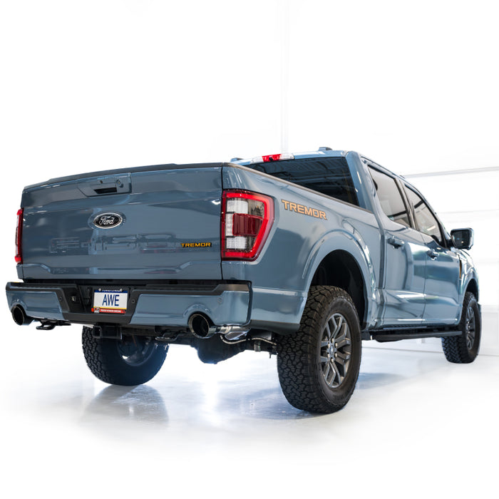 AWE Tuning 2021+ Ford F-150 Tremor (w/ Bumper Cutouts) 0FG Non-Resonated Catback -Diamond Black Tips